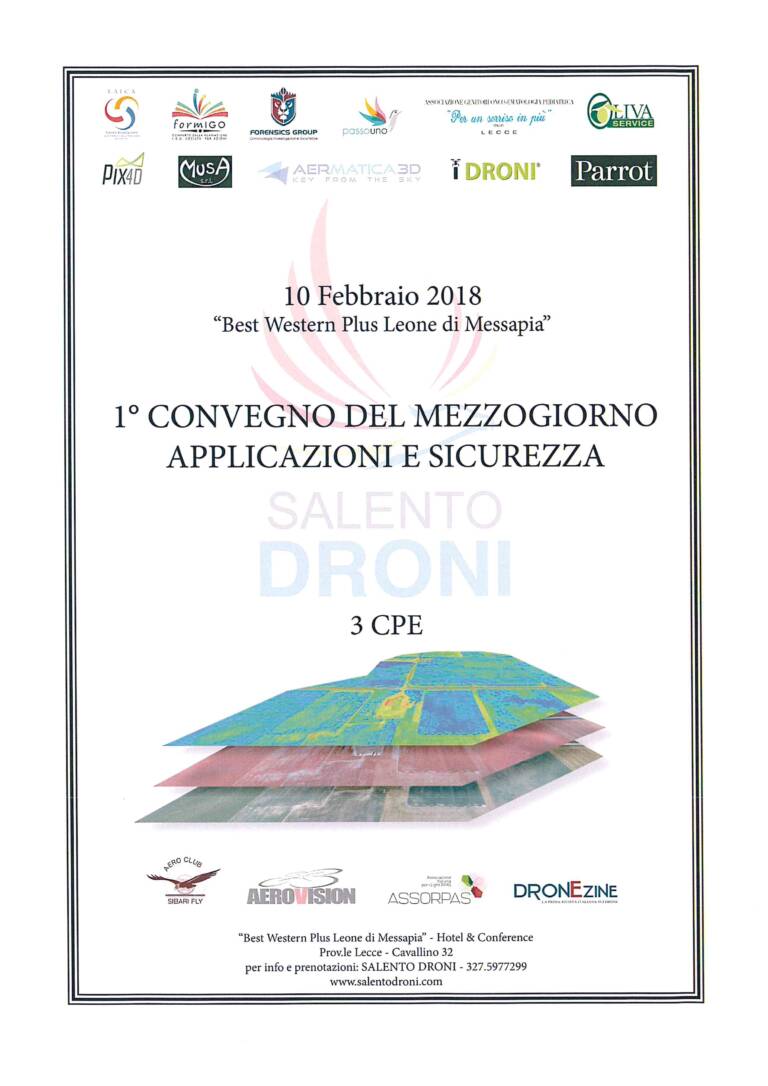 Primo Convegno del Mezzogiorno dedicato all’utilizzo dei Droni – Lecce 10/02/2018