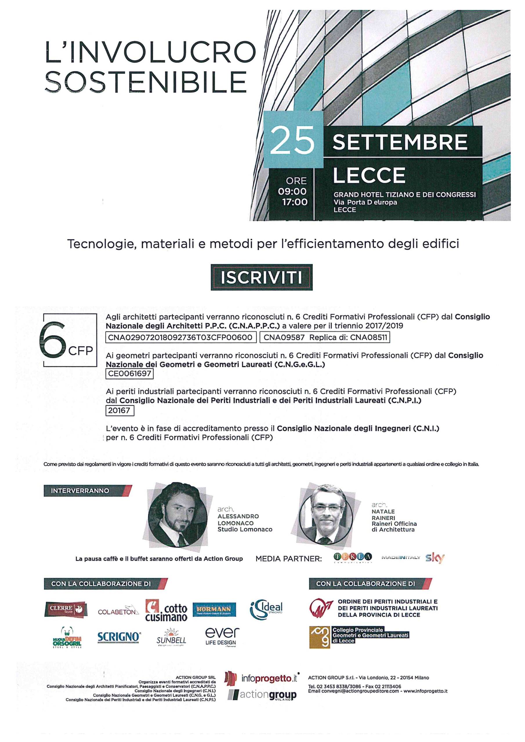 Action Group Srl – Evento “L’Involucro Sostenibile” – Lecce 25/09/2018