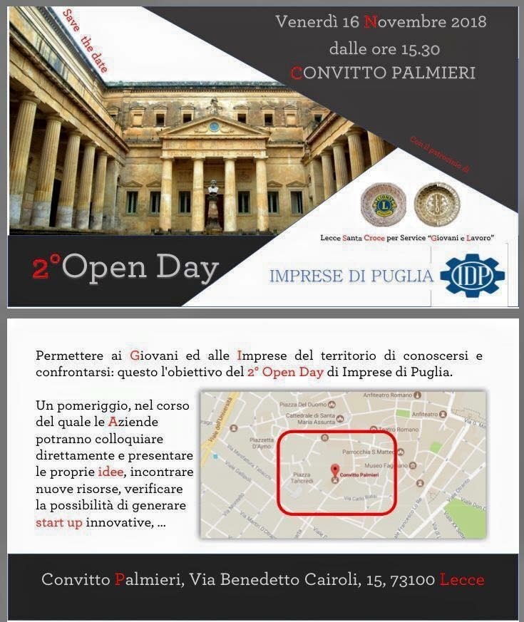 2° OPEN DAY di Imprese di Puglia – Lecce 16/11/2018