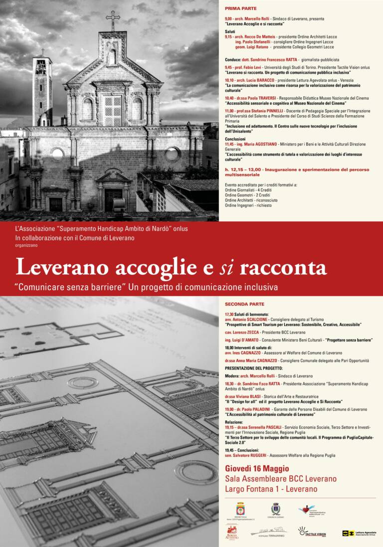 Convegno Leverano accoglie e si racconta “Comunicare senza barriere” Un progetto di comunicazione inclusiva – Leverano (Le) 16/05/2019