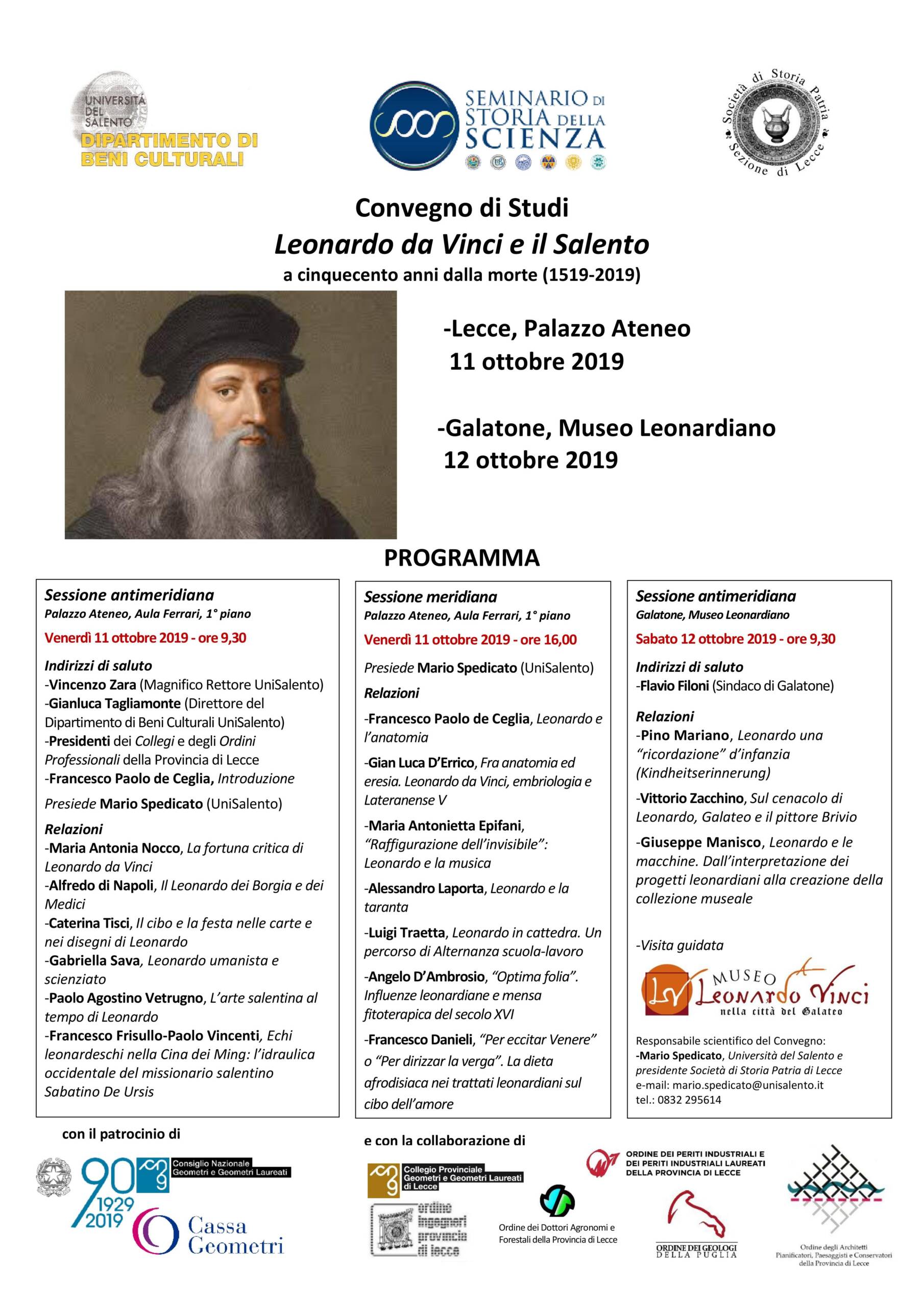 Convegno di Studi “Leonardo da Vinci e il Salento a cinquecento anni dalla morte (1519-2019)”