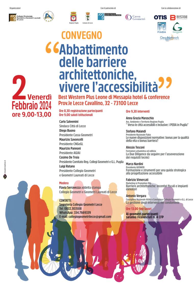 Convegno “Abbattimento barriere architettoniche, vivere l’accessibilità” – Lecce 02/02/2024