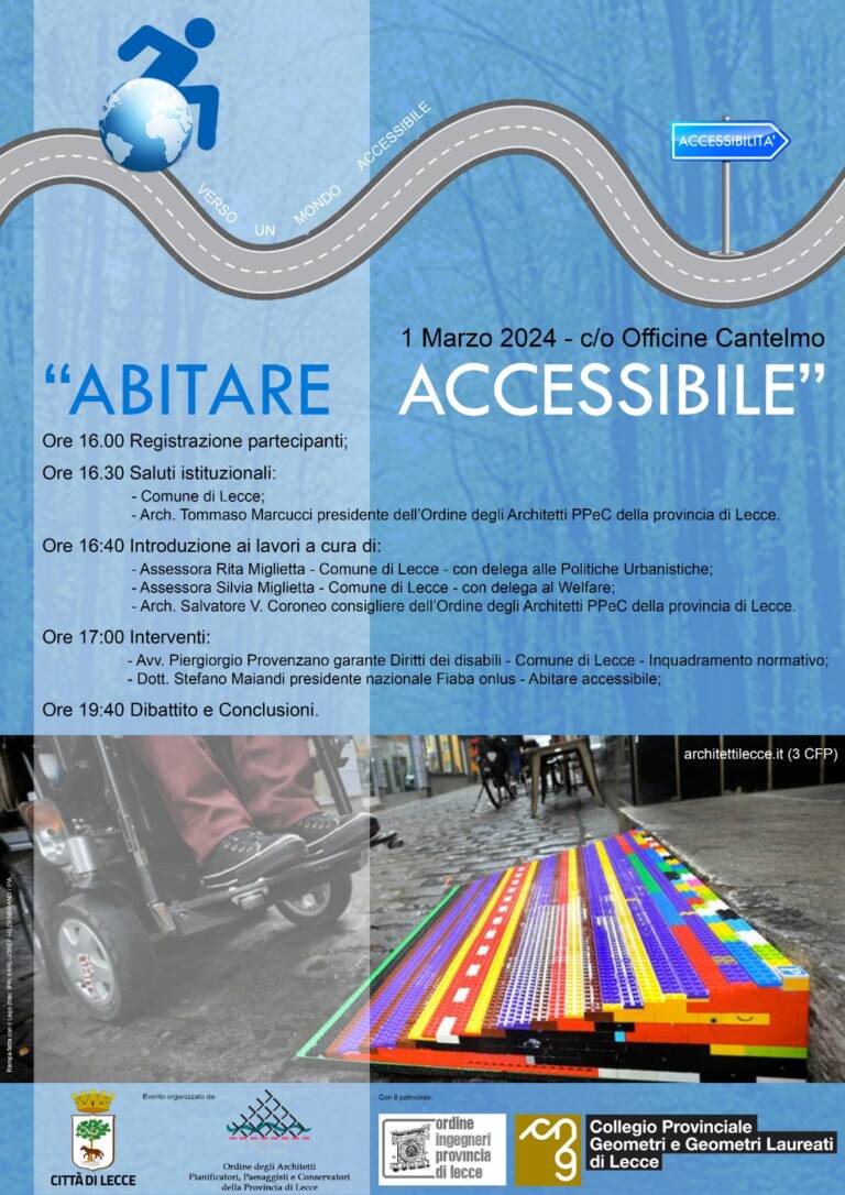 Comune di Lecce – Convegno “Abitare Accessibile” – Lecce 1° marzo 2024