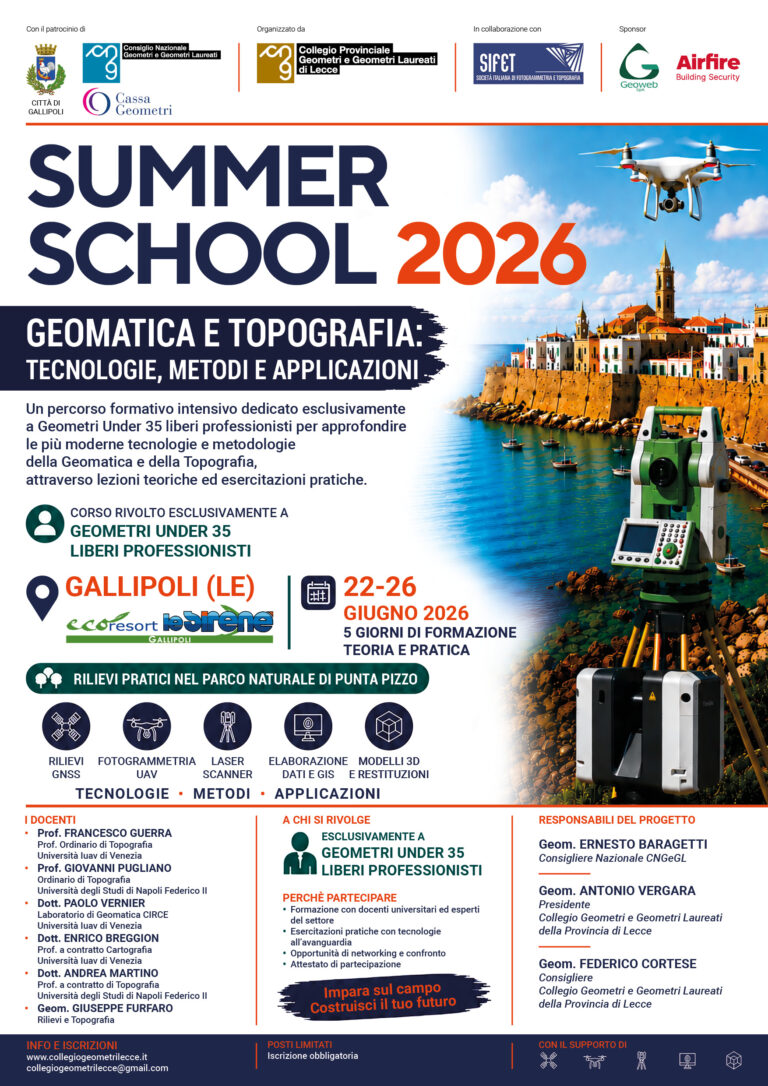 Invito partecipazione Summer School Geomatica e Topografia 2026