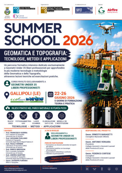 Invito partecipazione Summer School Geomatica e Topografia 2026